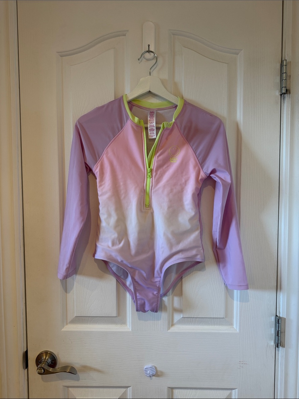 Justice Swim Pastel Colorblock Long Sleeve Swimsuit